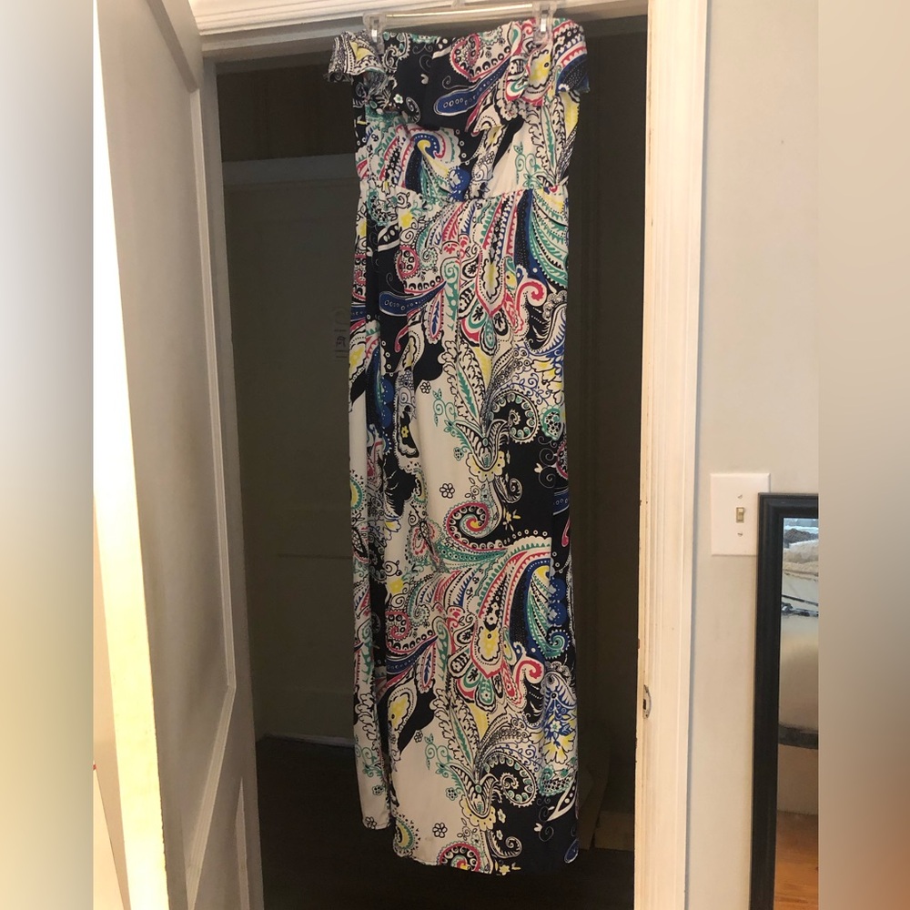 Auditions Strapless Multicolor Paisley Maxi Dress